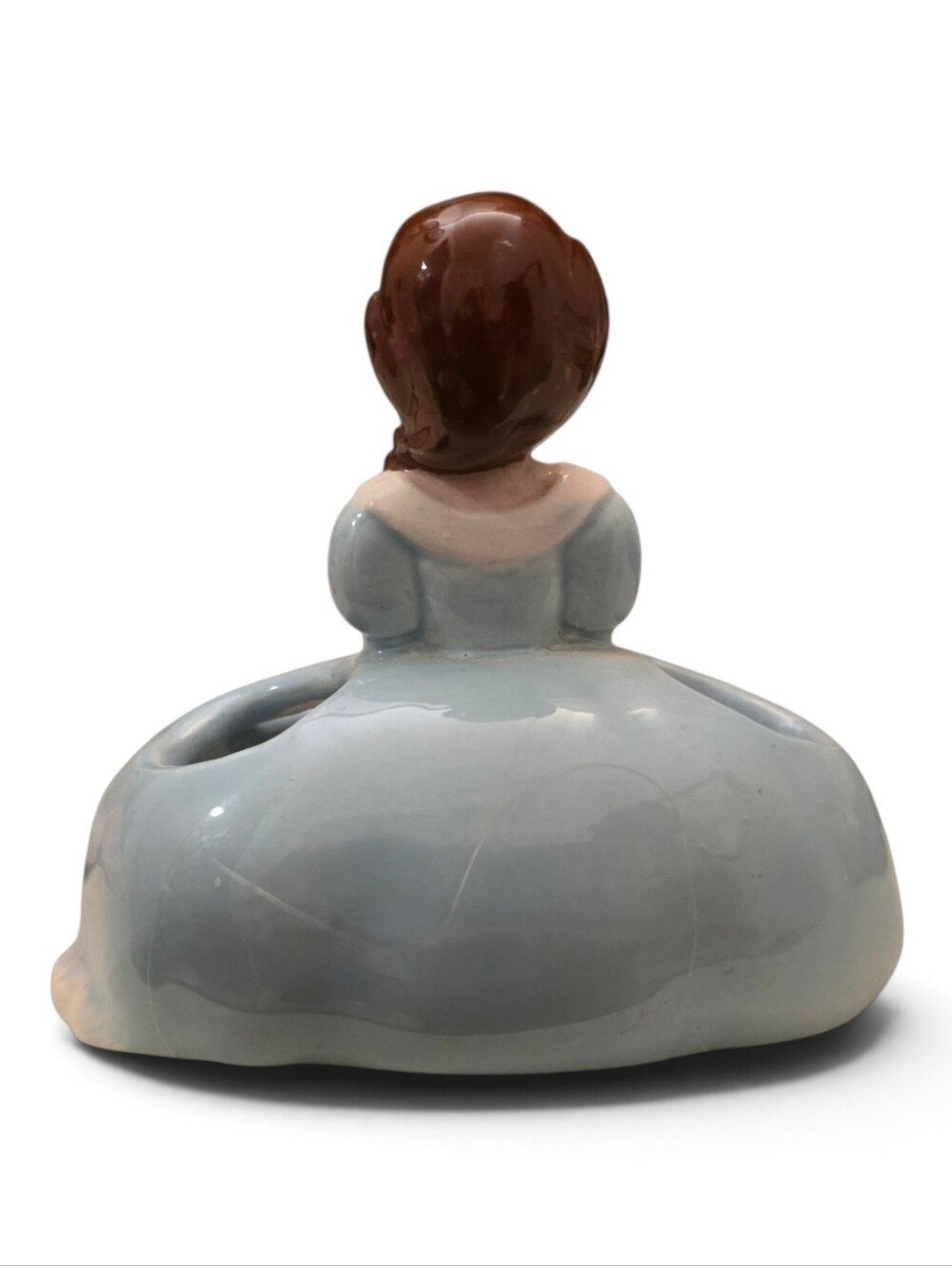 Vintage Lipstick Holder Ceramic Belle Lady In Blue Dress Holds 4 Lipsticks 1969 - Picture 3 of 5